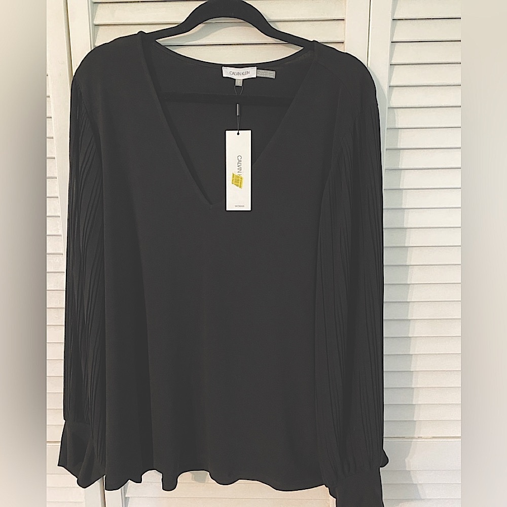 Calvin Klein Sheer Sleeve Top
